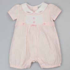C12030: Baby Girls Flower Stripe Romper (0-9 Months)